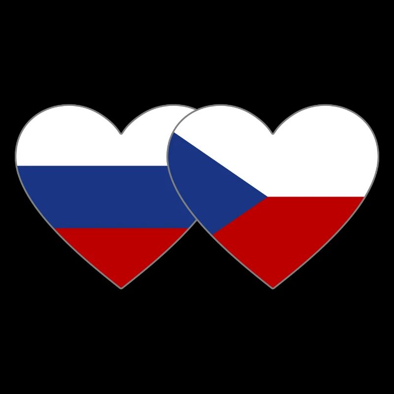 Russie République tchèque Drapeau coeur Drapeau