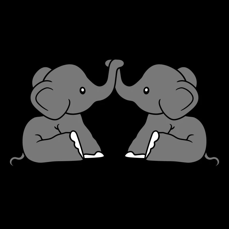 Mignon 2 éléphants amis équipe deux couple de trompes