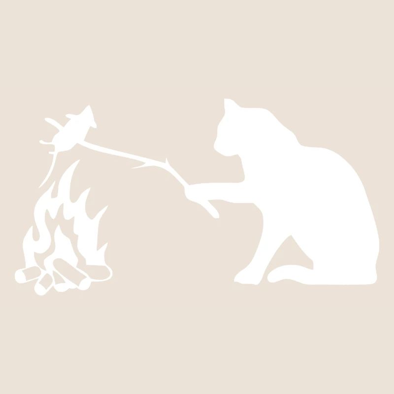 Silent Observer Cat by Campfire