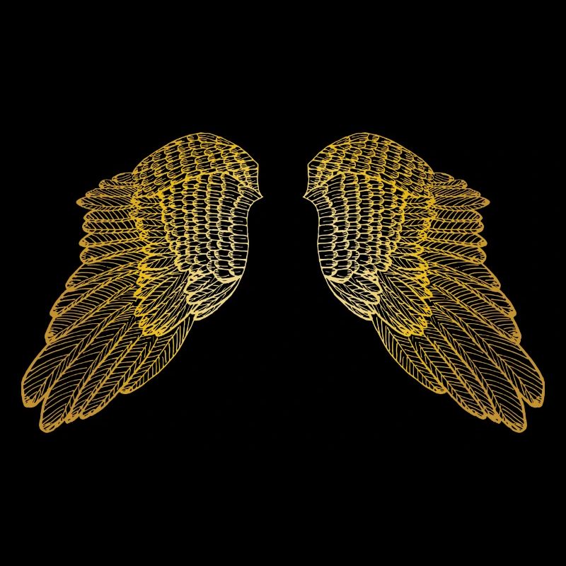 Hovering Golden Feather Angel Wings