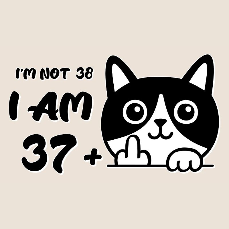 I'm Not 38, I Am 37 Plus 1 Middle Finger Cat Flip