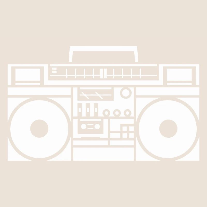Retro Boombox Graphic Black & White
