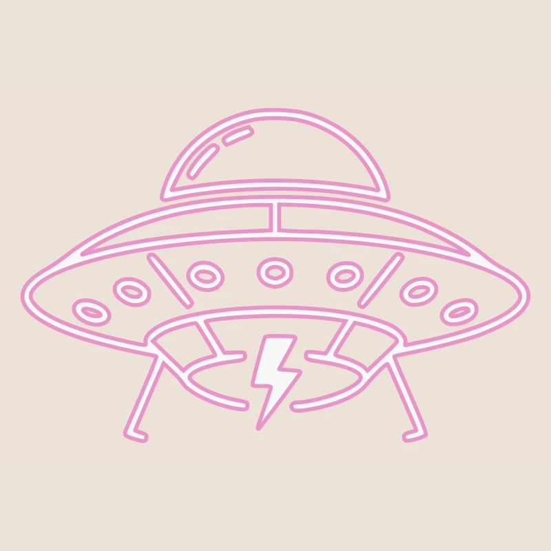 UFO Neon Pink Lightning Party Techno Vector