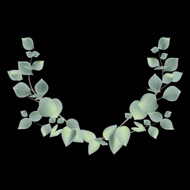 delicate eucalyptus branches as a half wreath