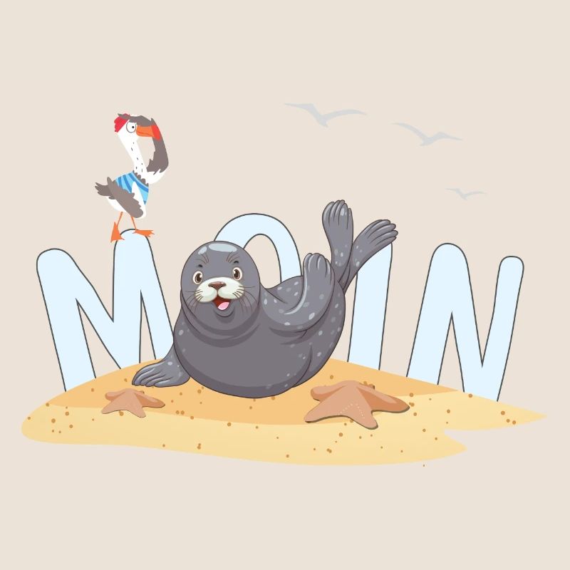 Moin Robbe Möwe Strand