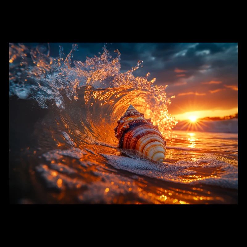 Sunset Wave & Seashell Symphony