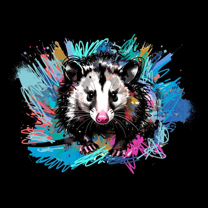 Opossum, ilustration,Beutelratte, bunt, Graffiti