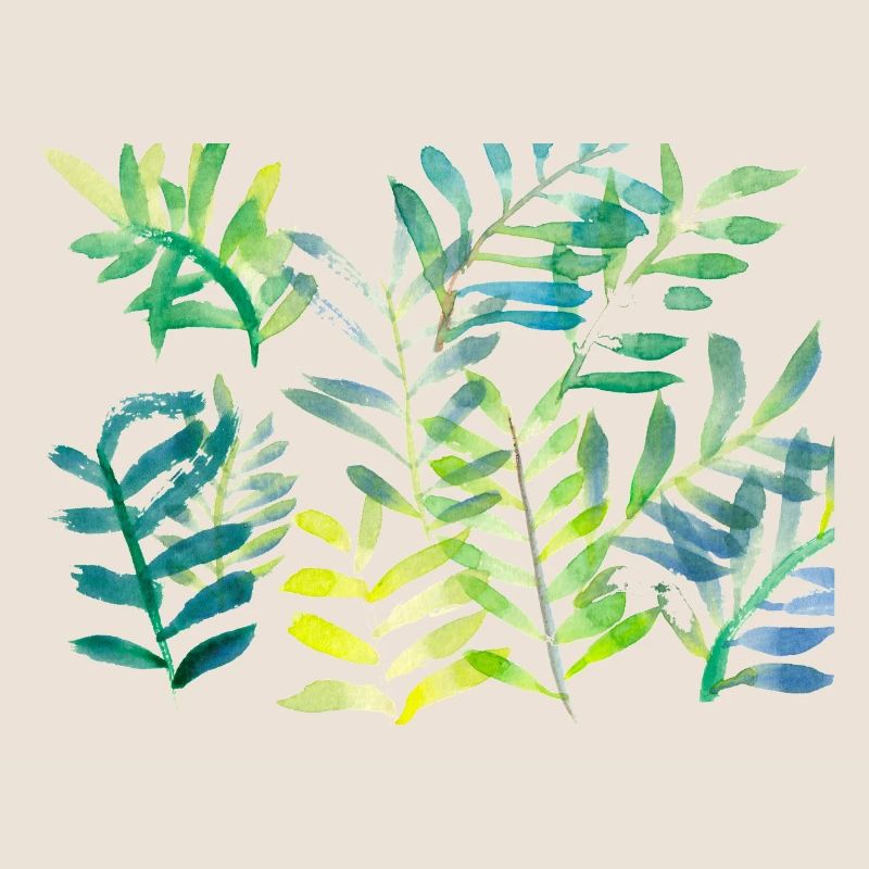 Water-coloured leaf branches