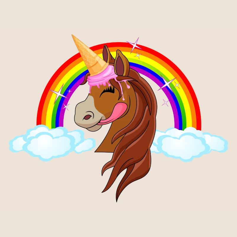 Pony mit Eis - Eishorn Einhorn Regenbogen Märchen