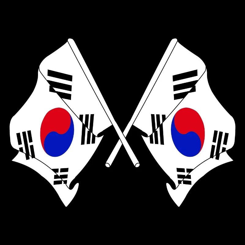 Deux drapeaux croisés de la Corée du Sud