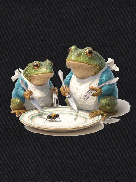 Frosch-Dinner: Fliege am Teller