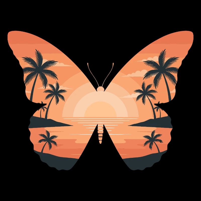 Papillon coucher de soleil sur la plage
