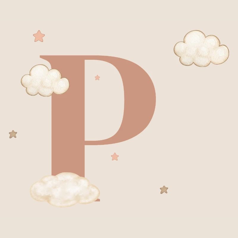 Letter p clouds stars