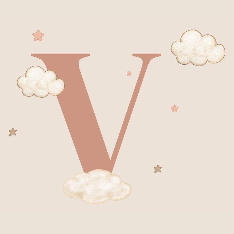 Letter v clouds stars