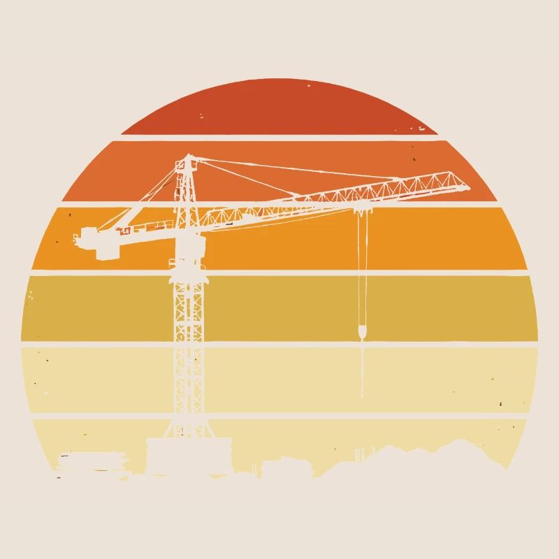 Kranführer Retro Design – Baustelle & Baukran