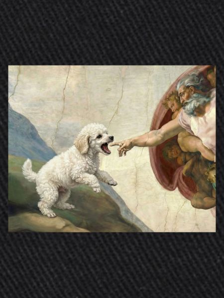 Mème Caniche Main, Chien Dieu