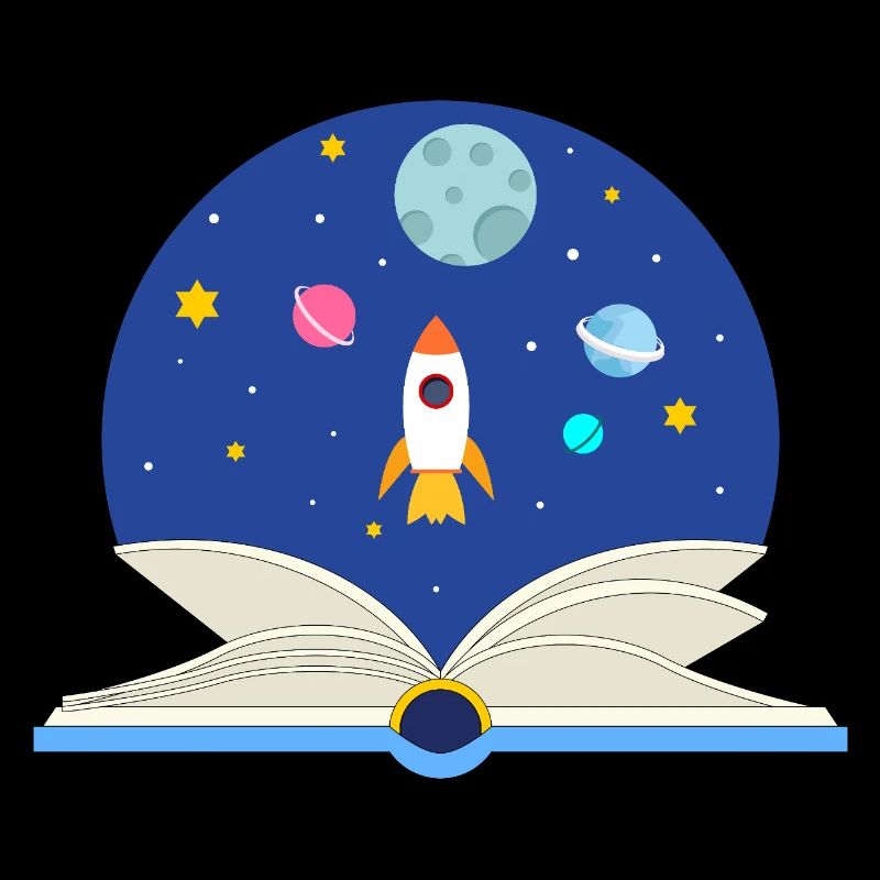 Open Book with Space Scene, Imagination and Advent