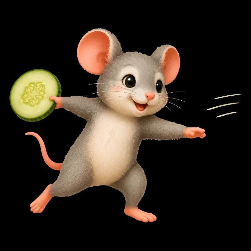 Souris Joyeuse avec Frisbee au concombre