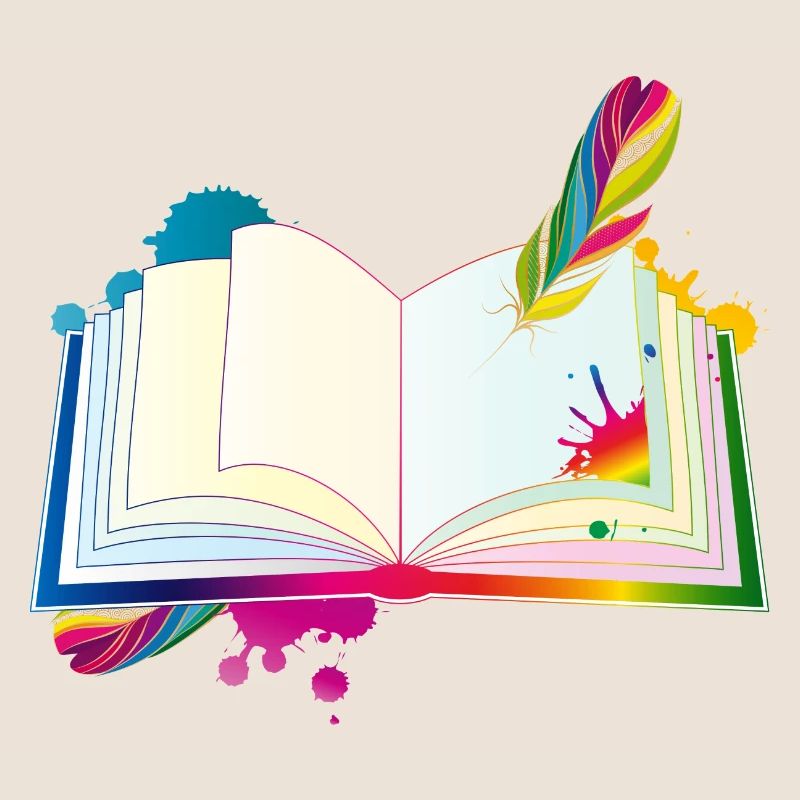 journal hétéroclite avec plume et blobs