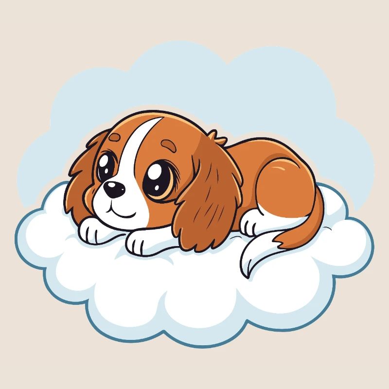 Cavalier King Charles Puppy Dreamer on a Cloud