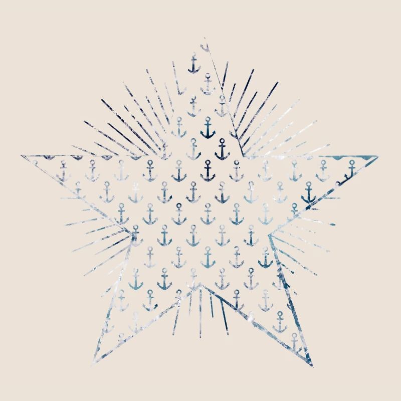 Star with anchor pattern and sunbeams