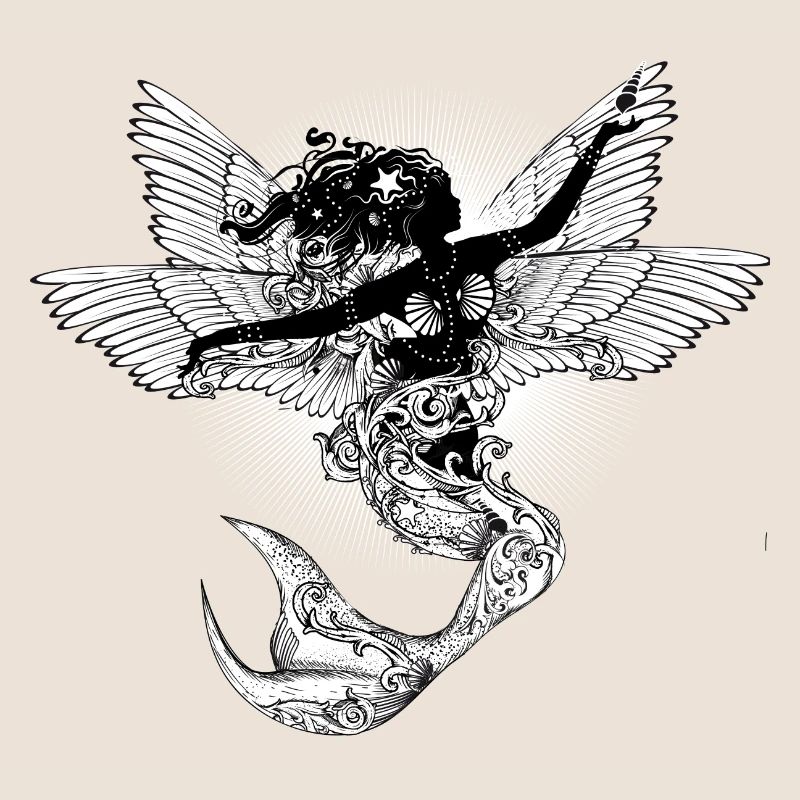 Mystical mythical creature the flying mermaid