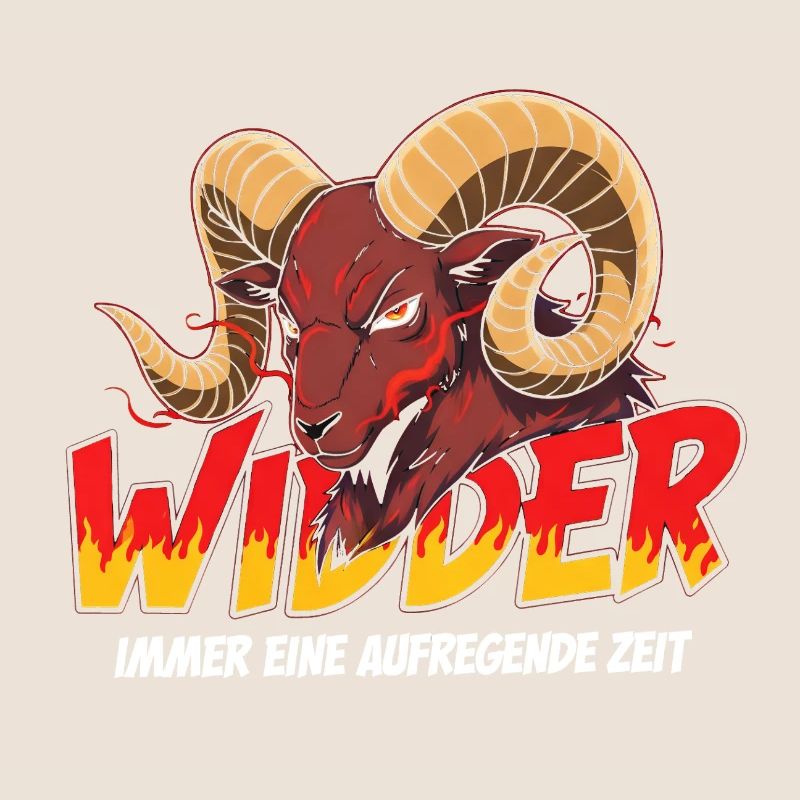 Aries with flame text