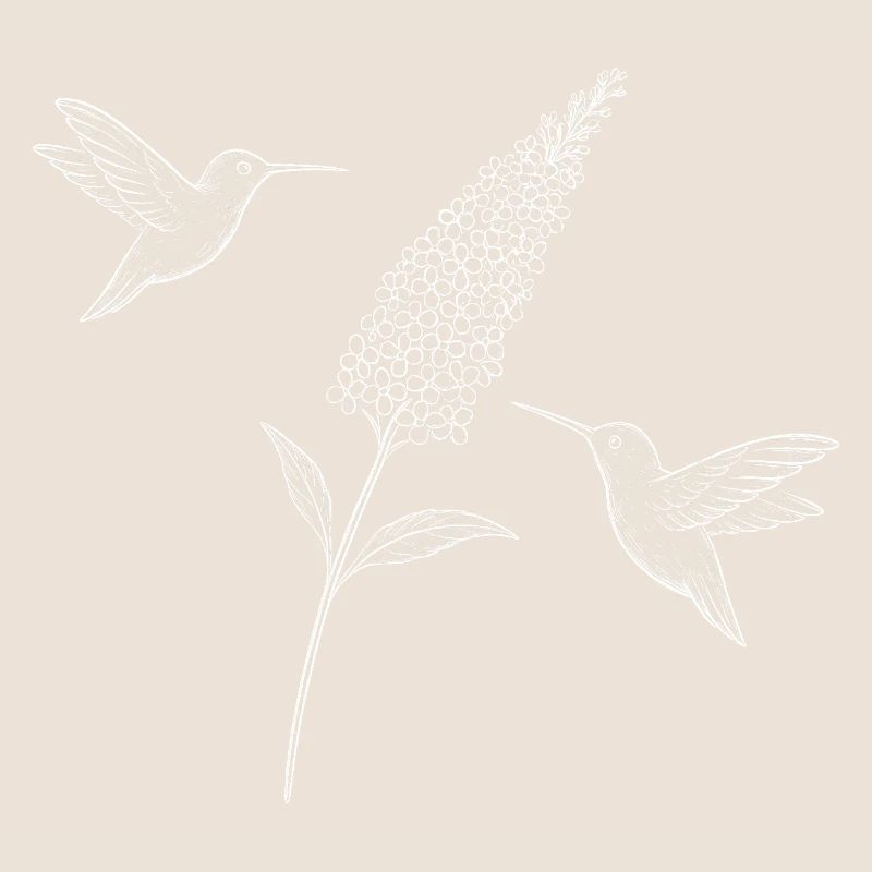 Kolibris mit Blume Boho Cottagecore