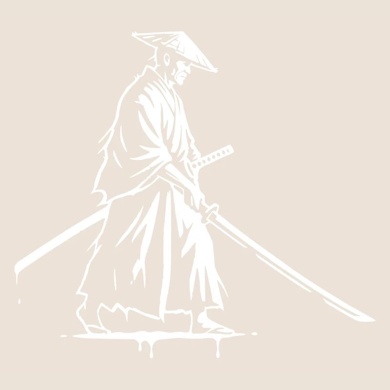 Ronin Samurai Drawing Ink Vector