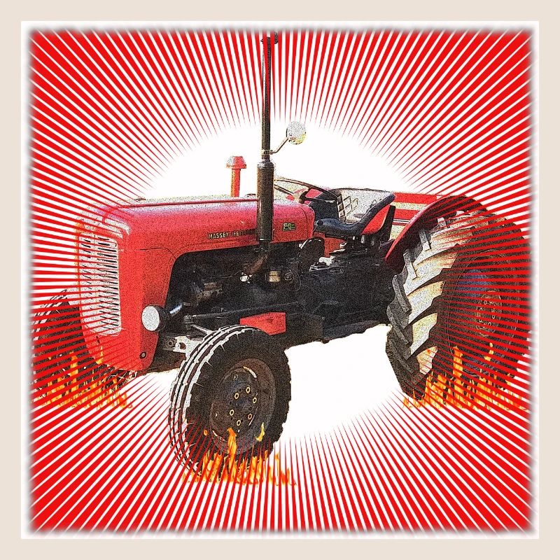 Roter Traktor mit Strahlendes Muster