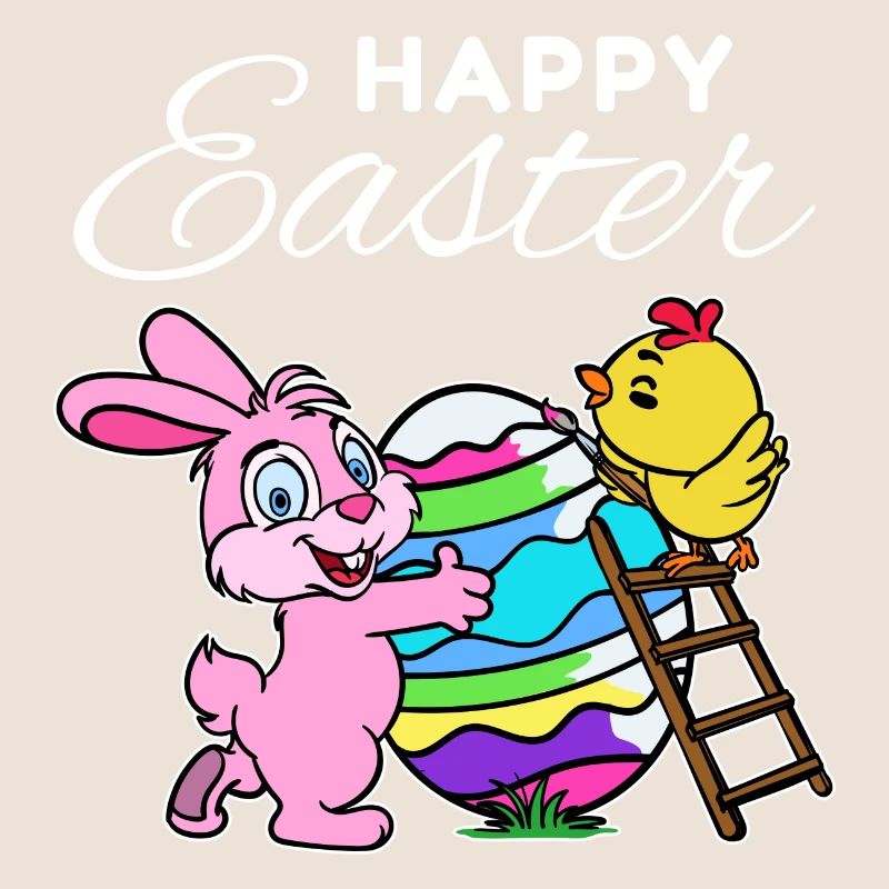 Happy easter bunny easter bunny chick hen egg