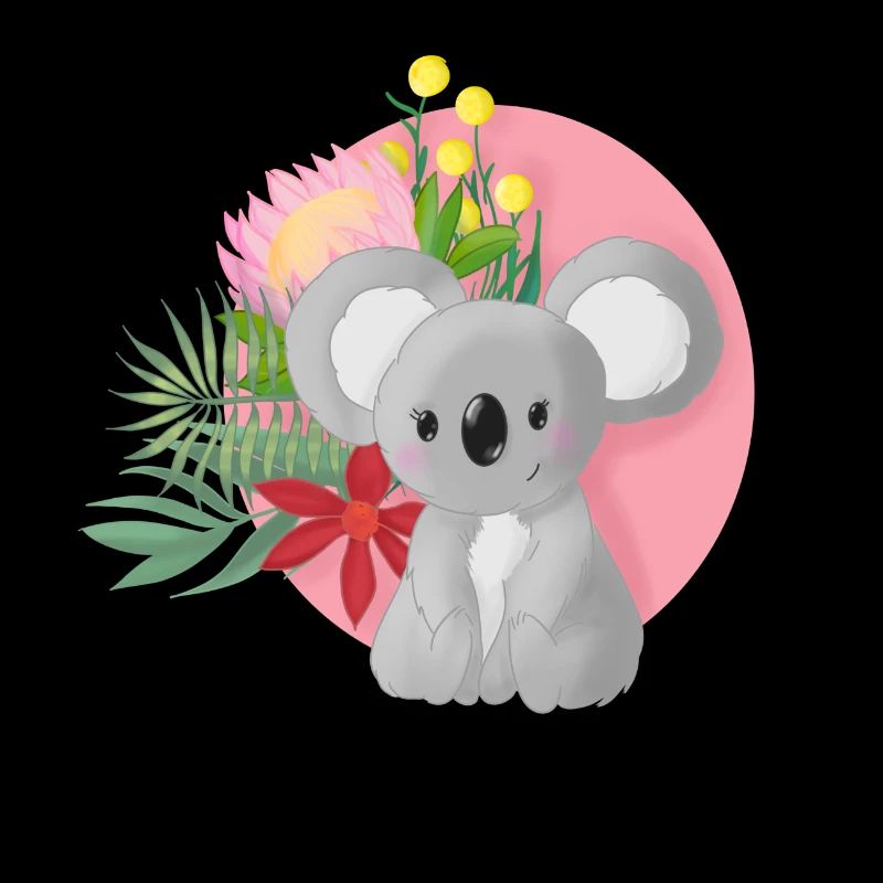 Süßer Koala mit Blumenkranz