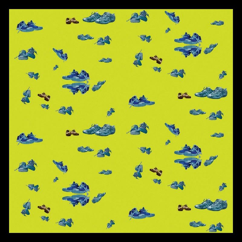 Blue Sneaker Pattern NeonYellow Yellow-Green