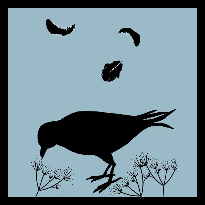 Vogelsilhouette und Federn