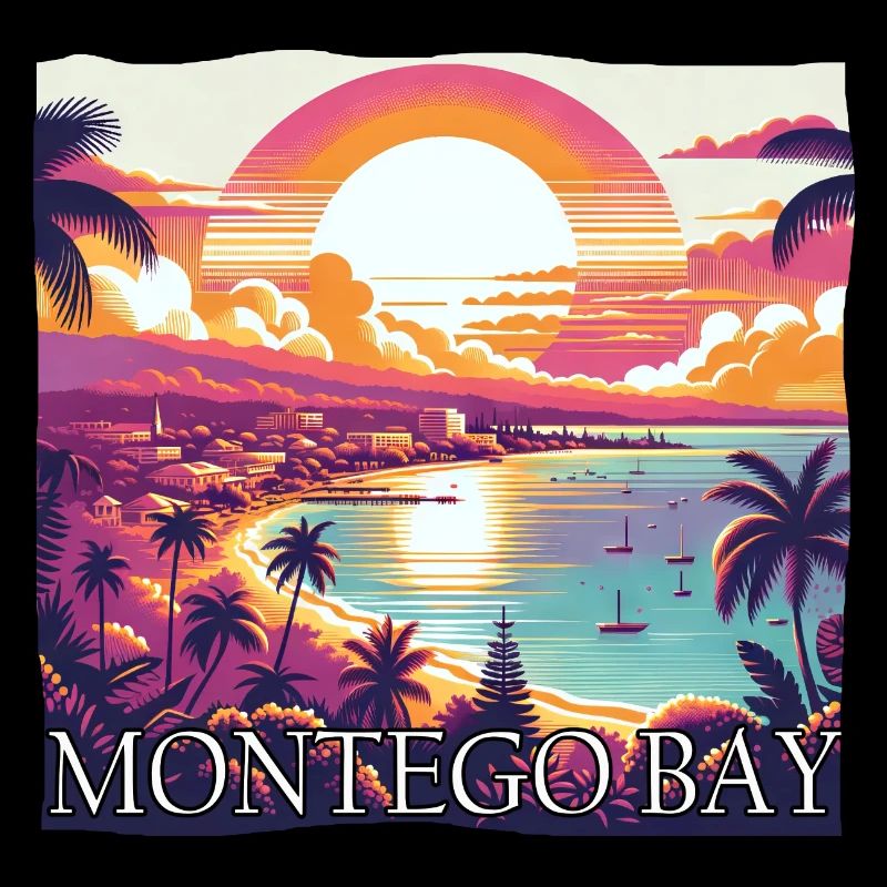 Montego Bay Jamaïque coucher de soleil violet couleurs Design