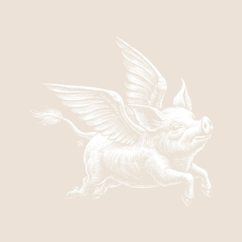 Cochon ailé : illustration rétro
