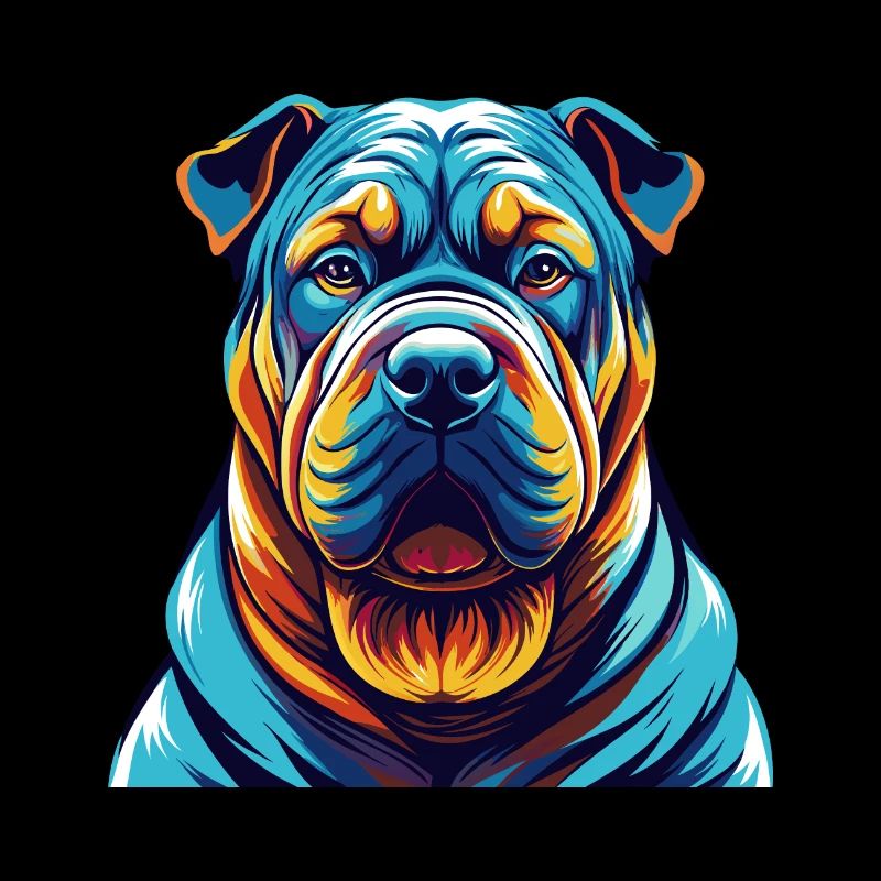 Shar Pei Hunderasse Bunte Karikatur Kawaii