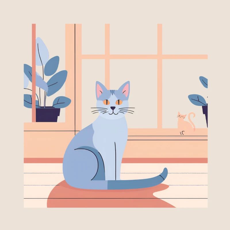 Blue Cat by Window Afternoon