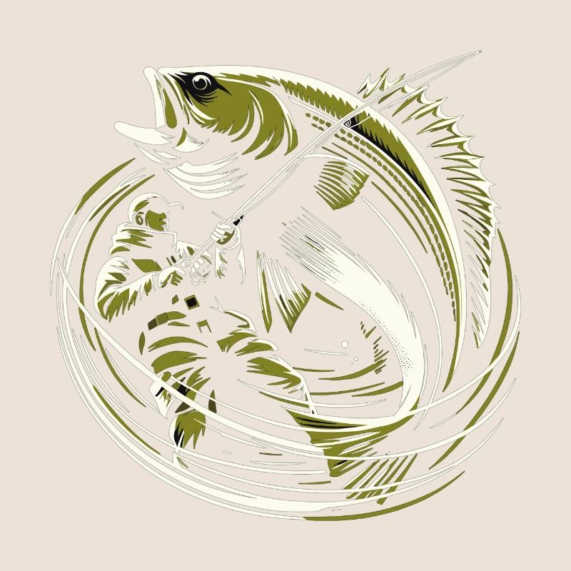 Pêche Pêcheur Morue Poisson Géant Vert Olive Cadeau