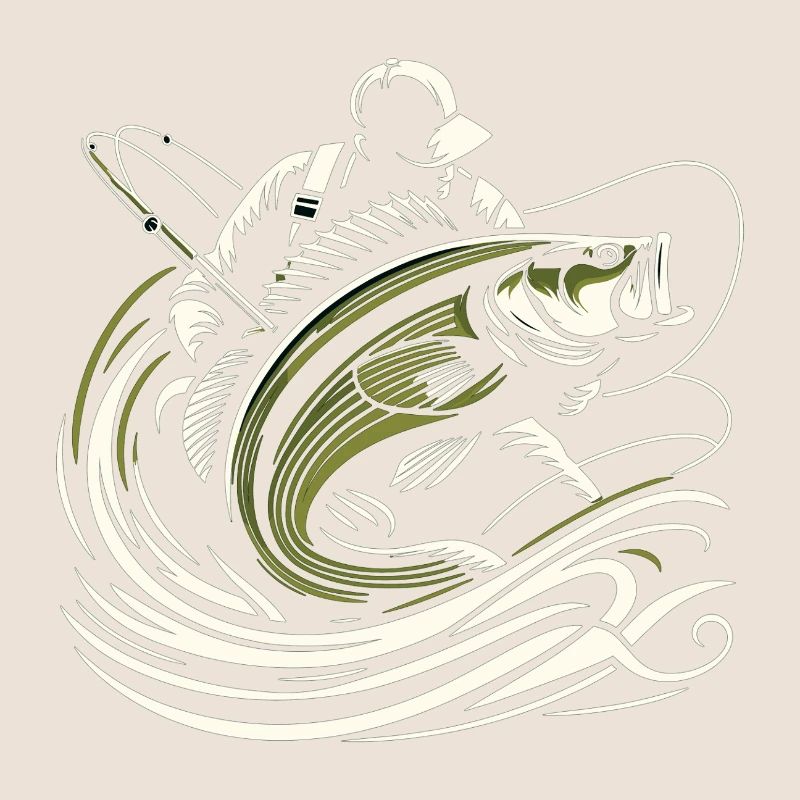 Pêche pêcheur perche poisson géant vert olive cadeau