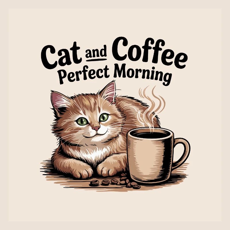 Le chat et le café sont une matinée parfaite