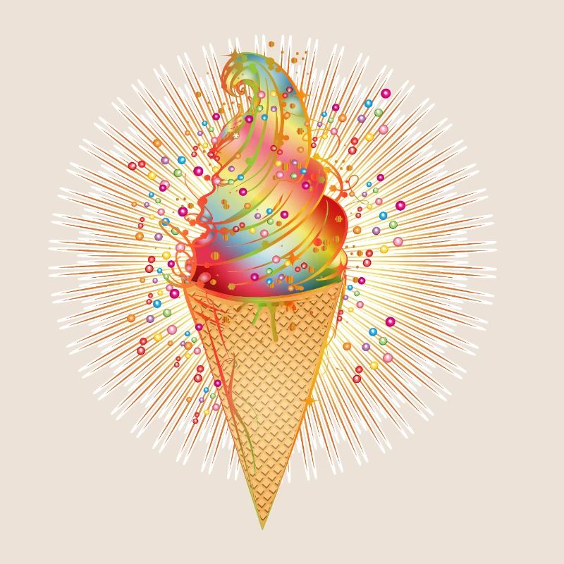 Fröhliches Softeis-Motiv mit Regenbogenfarben