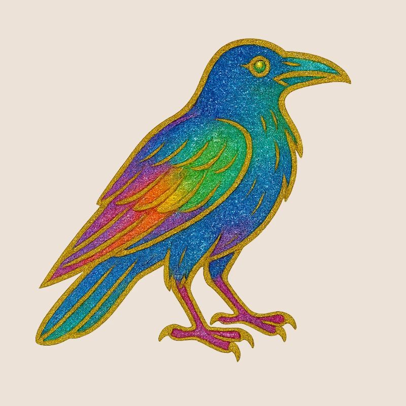 Conception de patch de corbeau arc-en-ciel