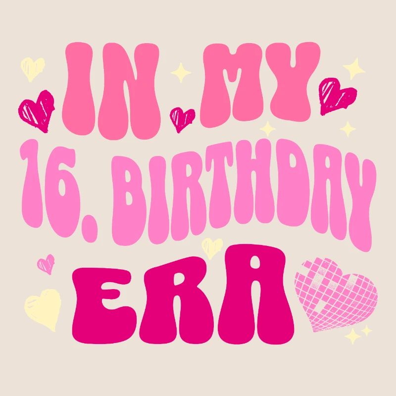 Dans mon 16e anniversaire ère coeur rétro design