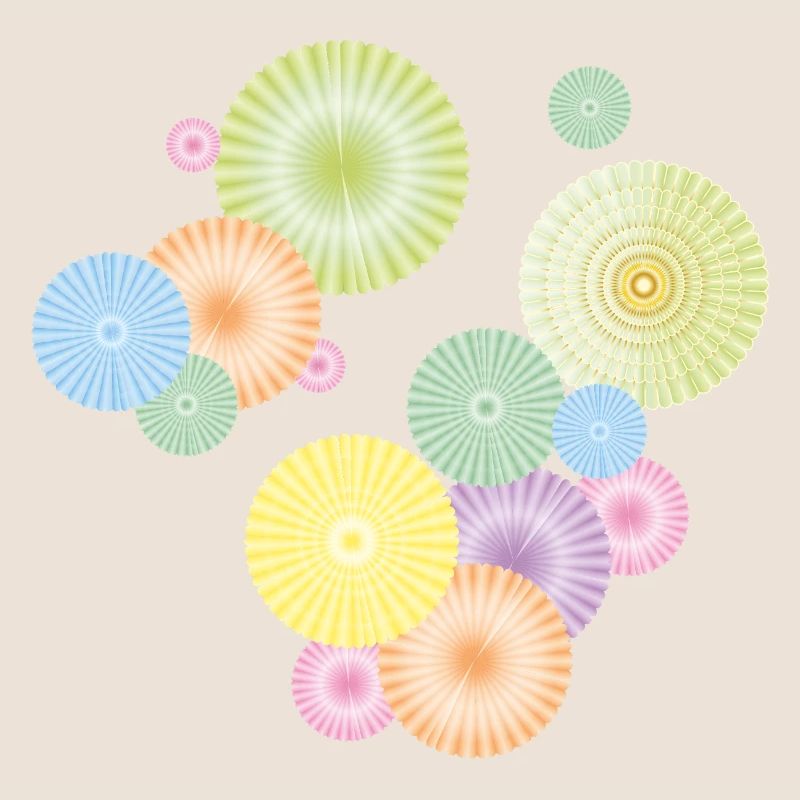 Rosettes pastel – structure en éventail décoratif