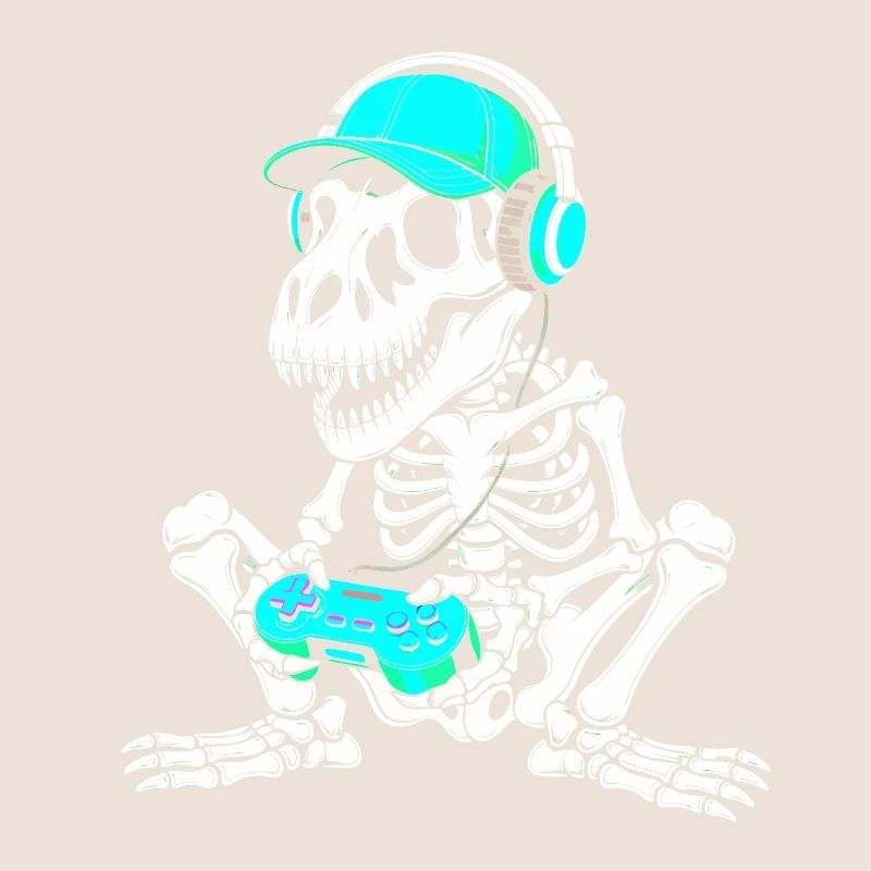 Skeleton DJ with controller and headset