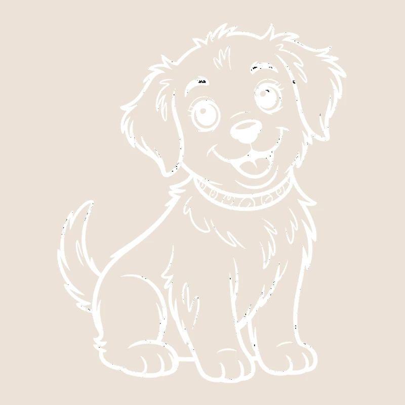 Dessin de traits du chiot souriant