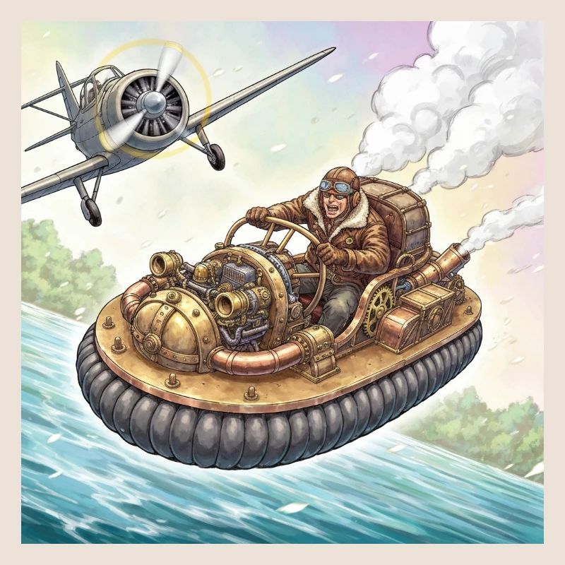 Steampunk-Luftboot-Flussjagd