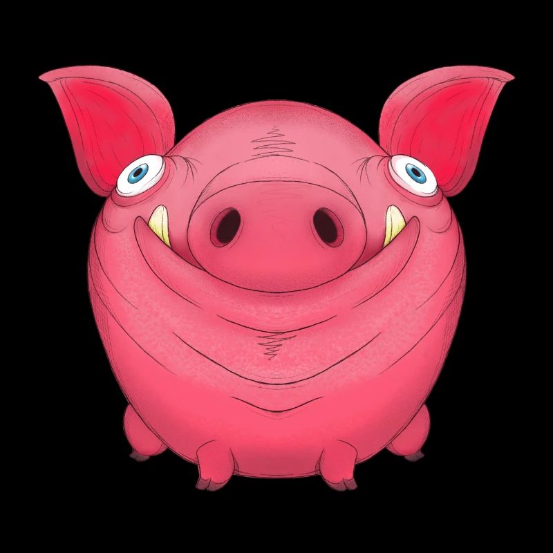 Mignon rond dessin animé cochon