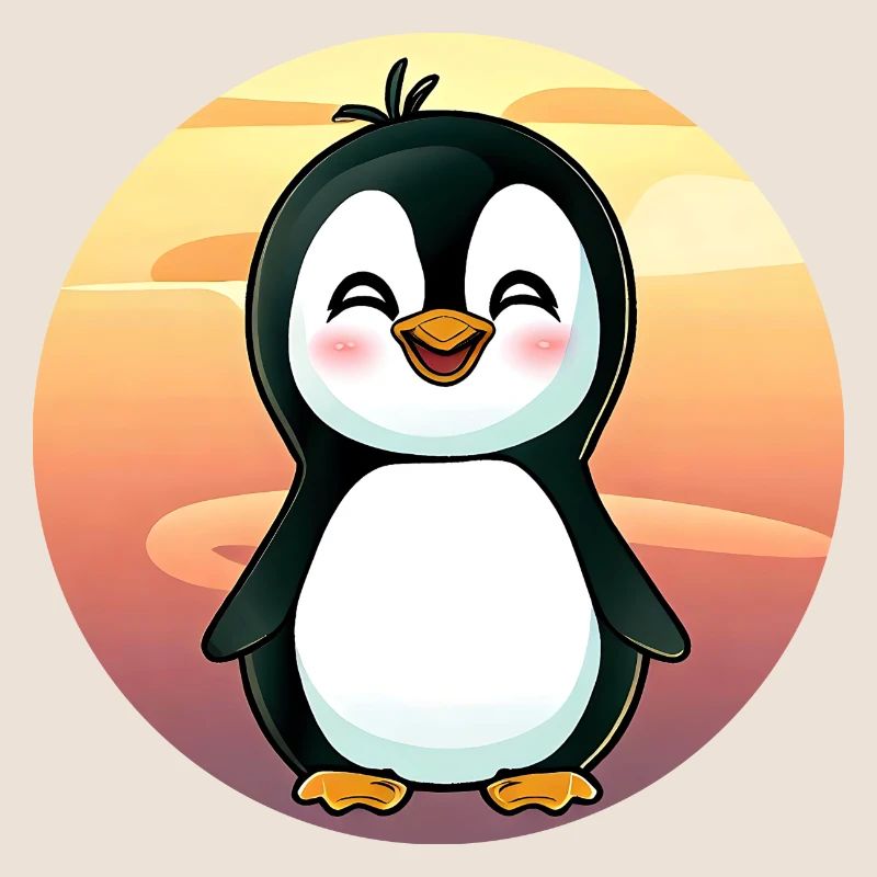 Kawaii Penguin Sunset
